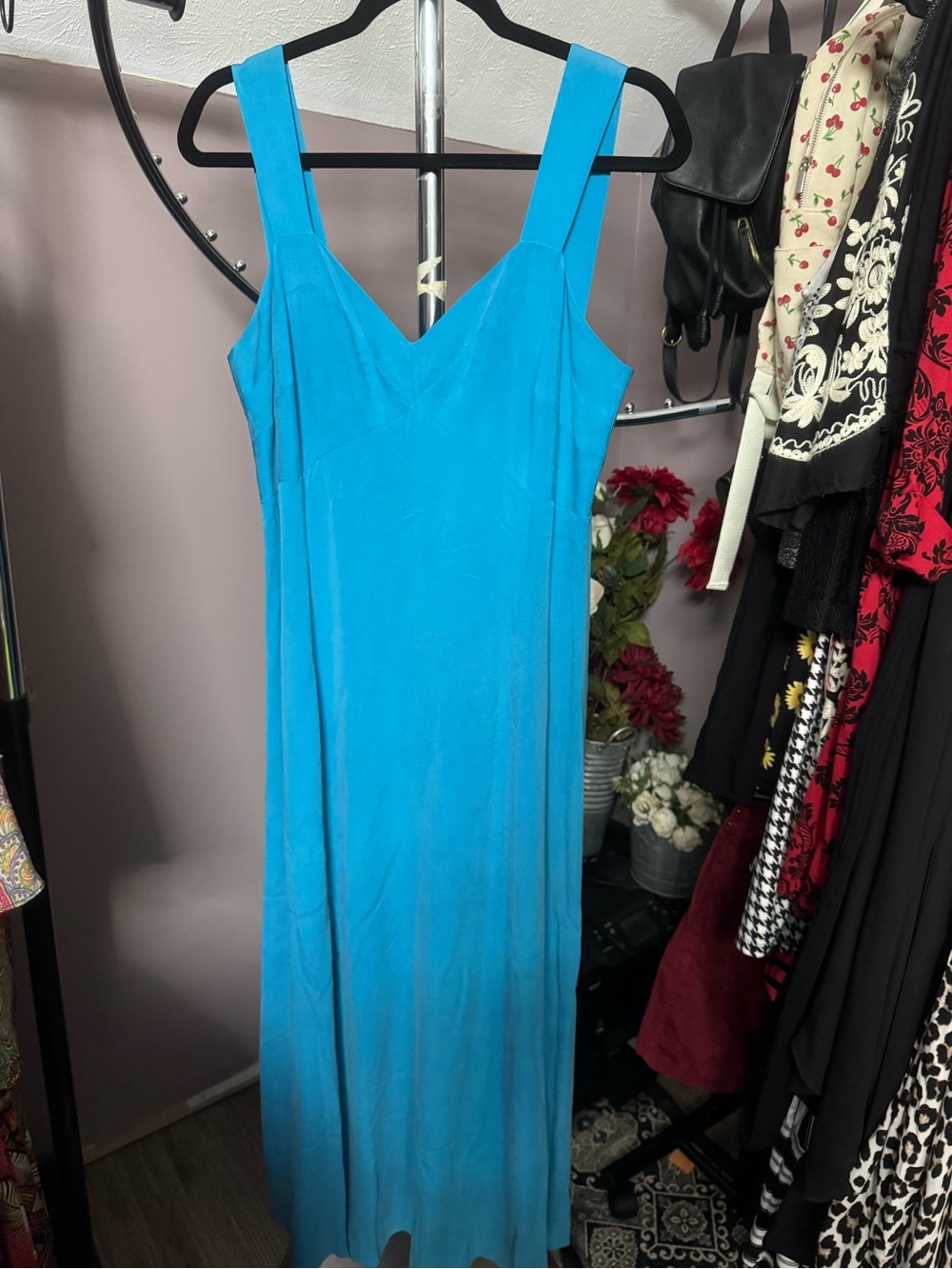 Dana Buchman Bright Turquoise V-Neck Maxi Dress